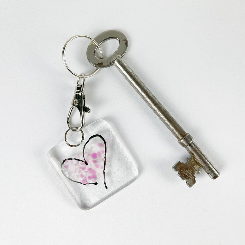 Marc Peters Glass Heart Glass Keyring