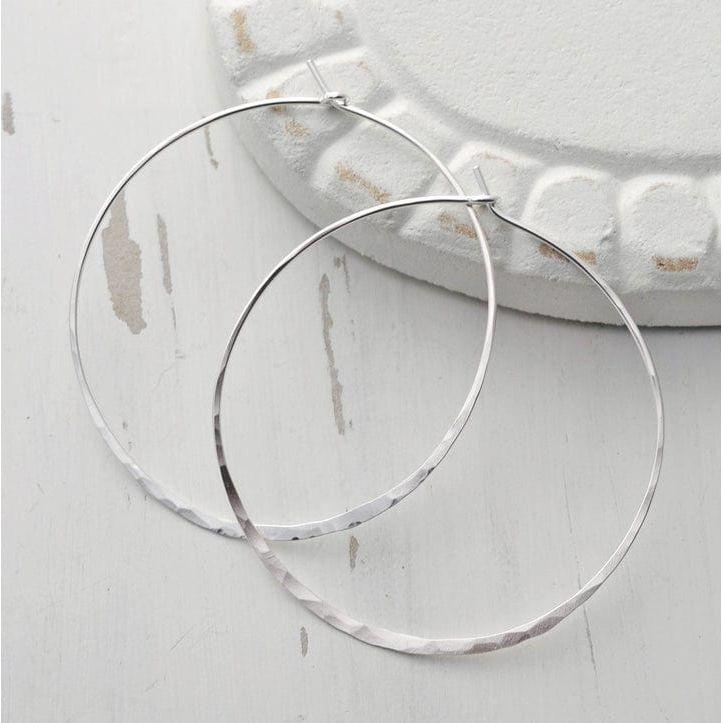 Marion Made Large Silver Hammered Hoop Earrings