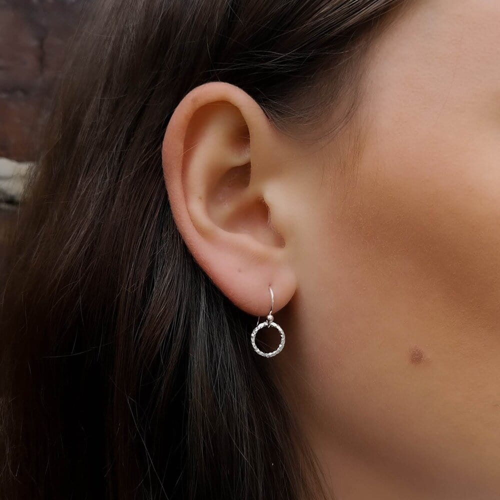 Marion Made Silver Faceted Circle Drop Earrings