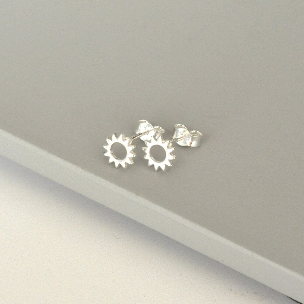 Marion Made Silver Sun Stud Earrings