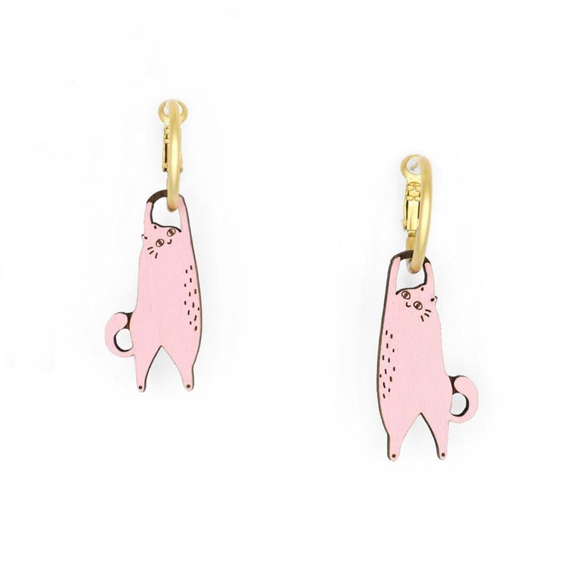 Materia Rica pink Hanging Cat Hoop Earrings
