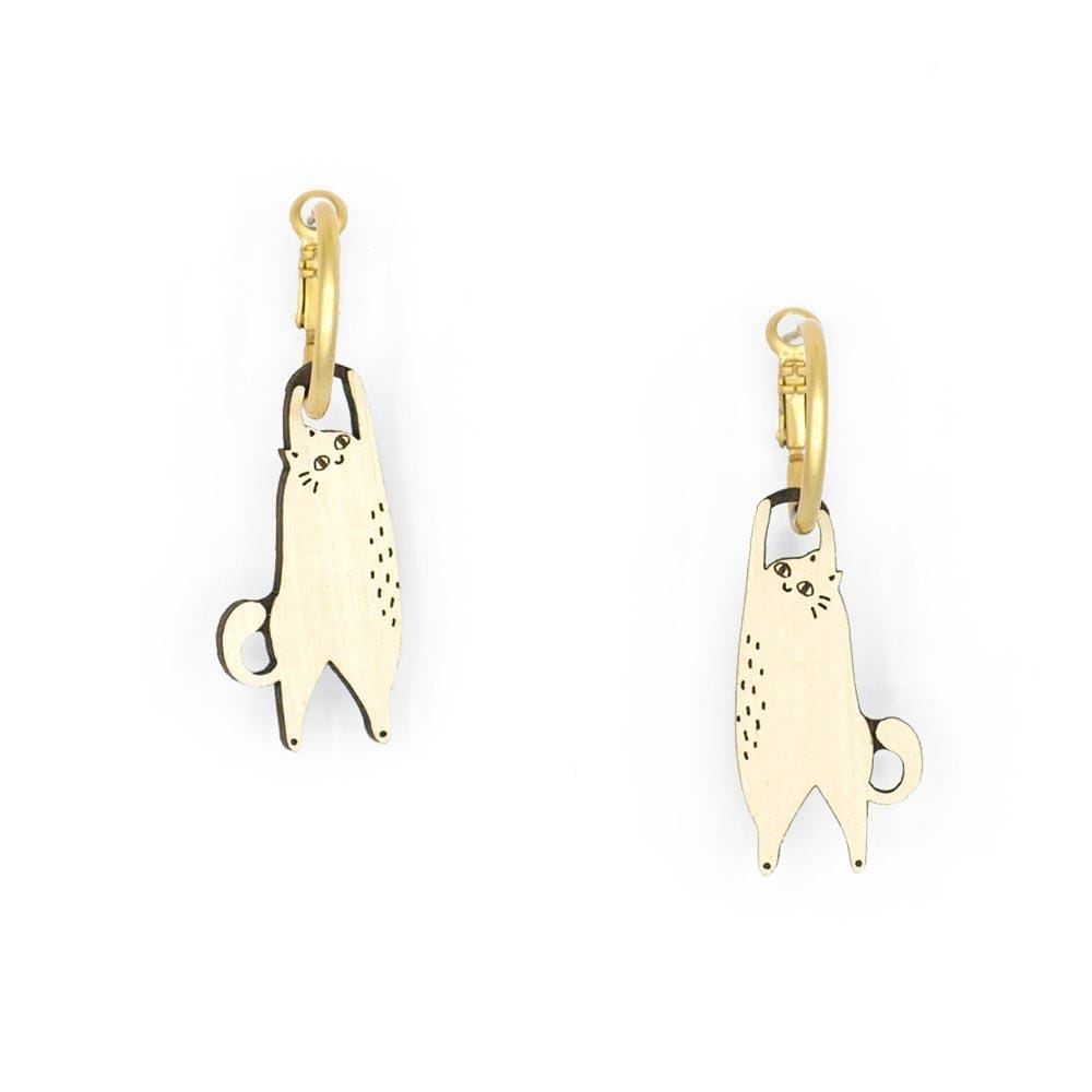 Materia Rica Playful Cats Necklace & Earring Orange Set