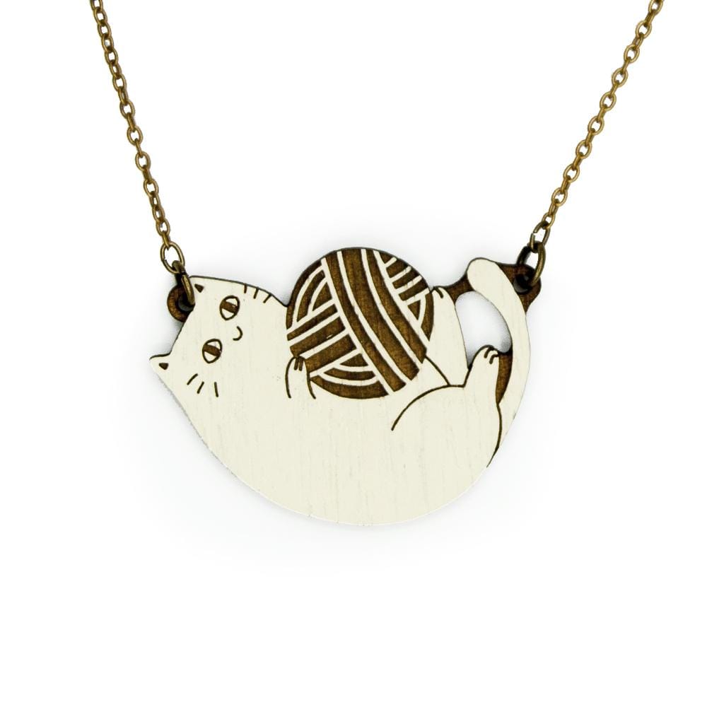 Materia Rica Playful Cats Necklace & Earring Orange Set