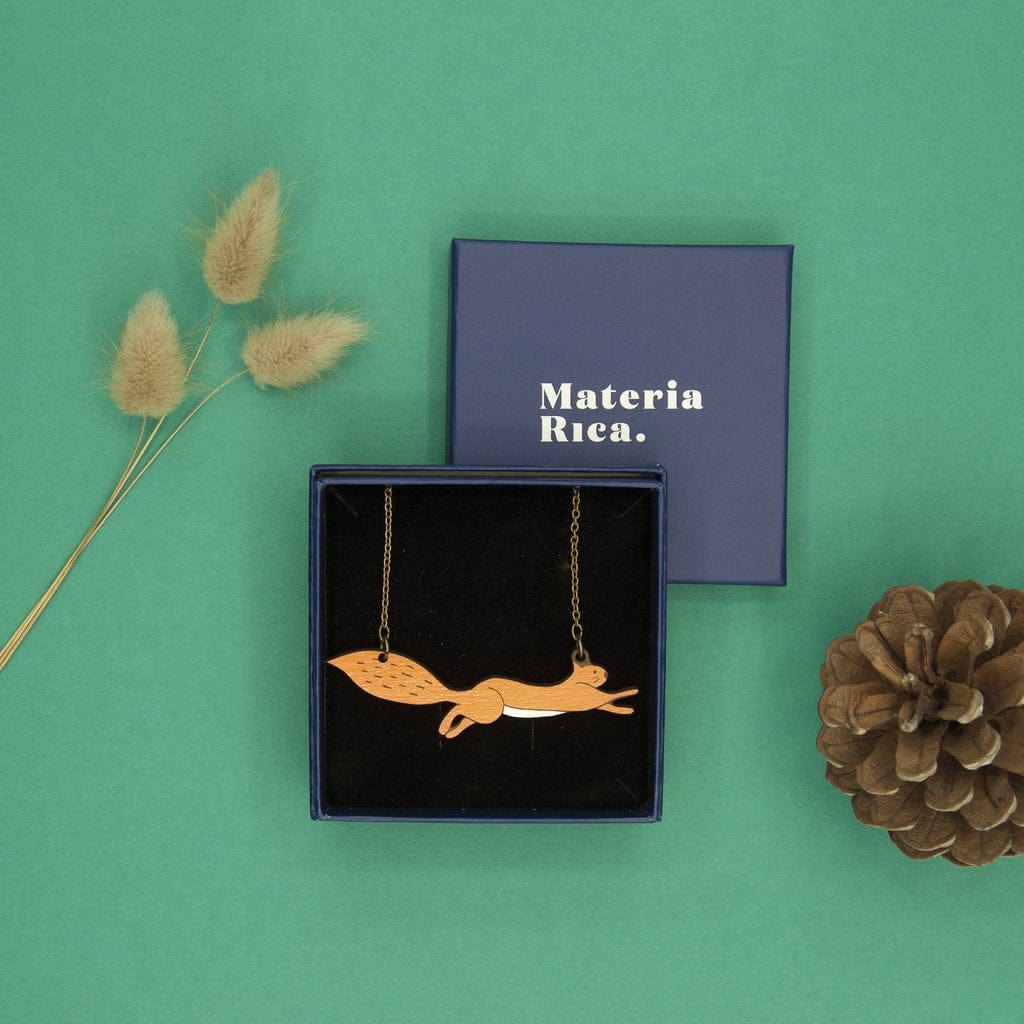 Materia Rica Squirrel Wooden Necklace
