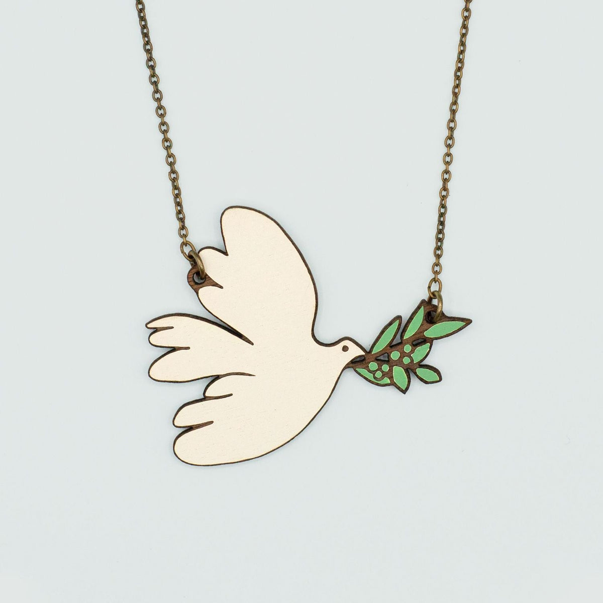 Materia Rica White Dove Wooden Necklace
