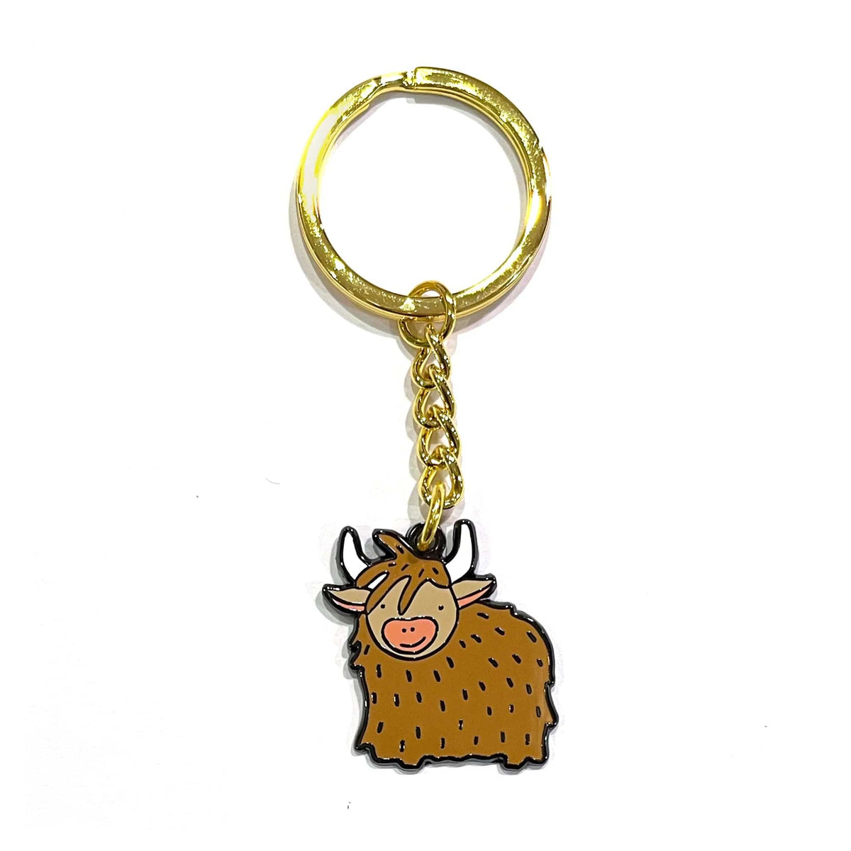 Neon Magpie Highland Cow Key Ring