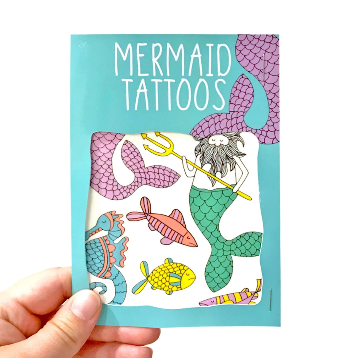 Neon Magpie Mermaid Transfer Tattoos
