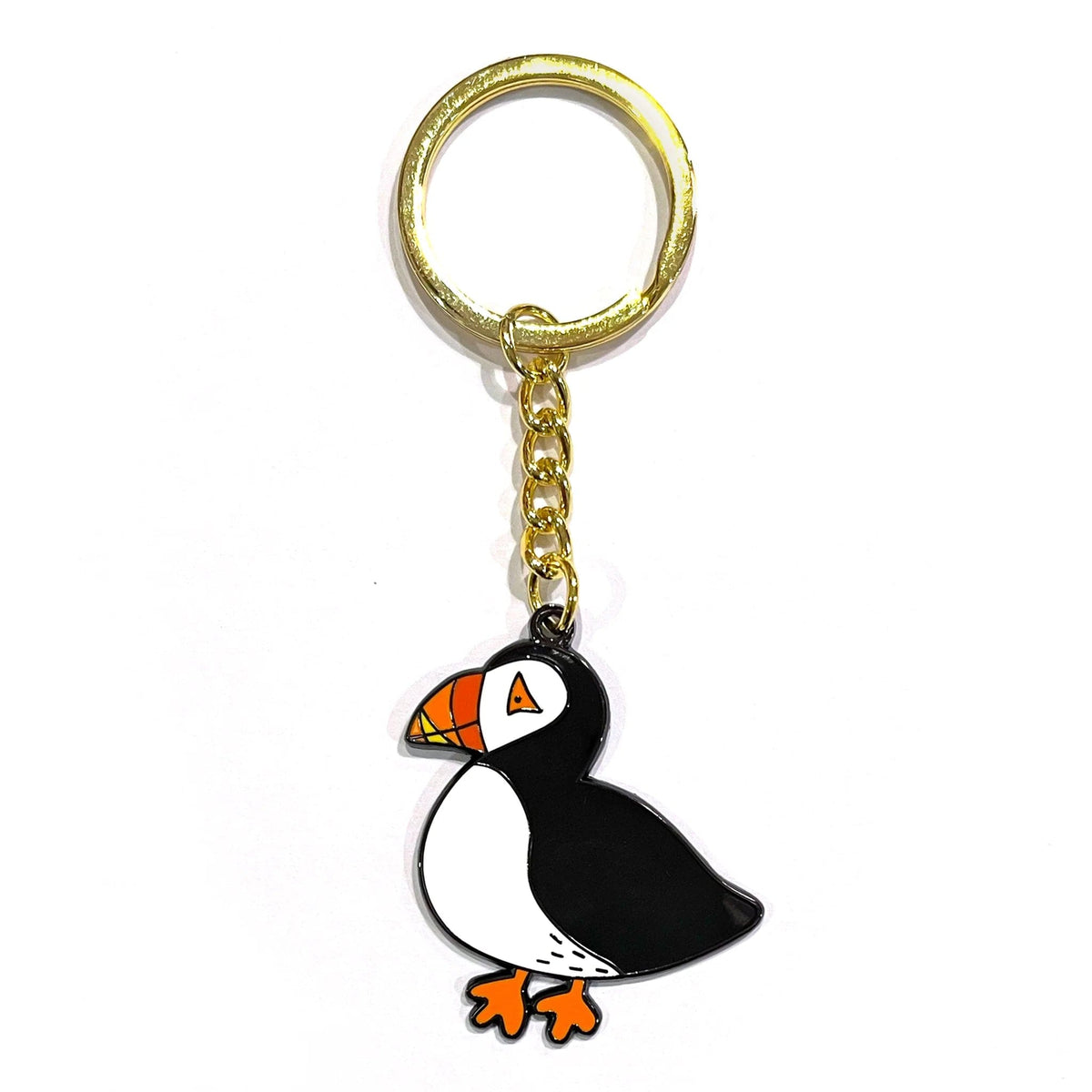 Neon Magpie Puffin Key Ring