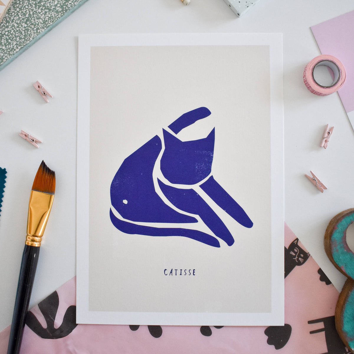 Niaski Catisse 'Blue Cat' Print