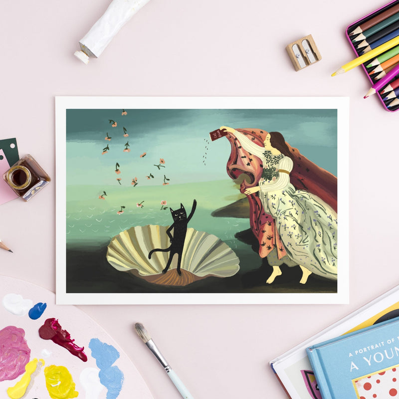 Niaski The Birth of Cat Venus Print
