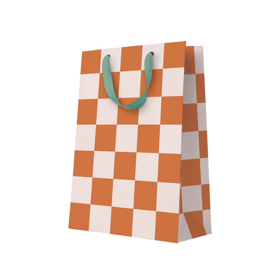 Ohh Deer Burnt Sienna Checkerboard Large Gift Bag