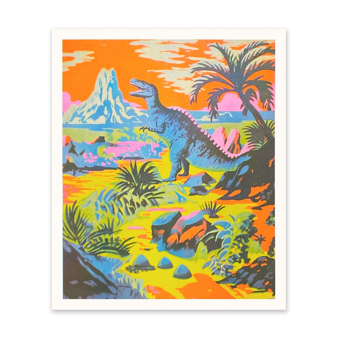 Ohh Deer Neon Dinosaur Riso Print