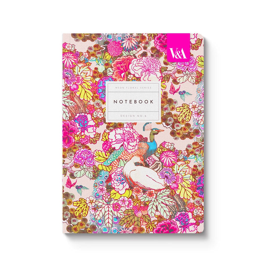 Ohh Deer Neon Pink Floral Peacock Floral Premium Paperback Notebook