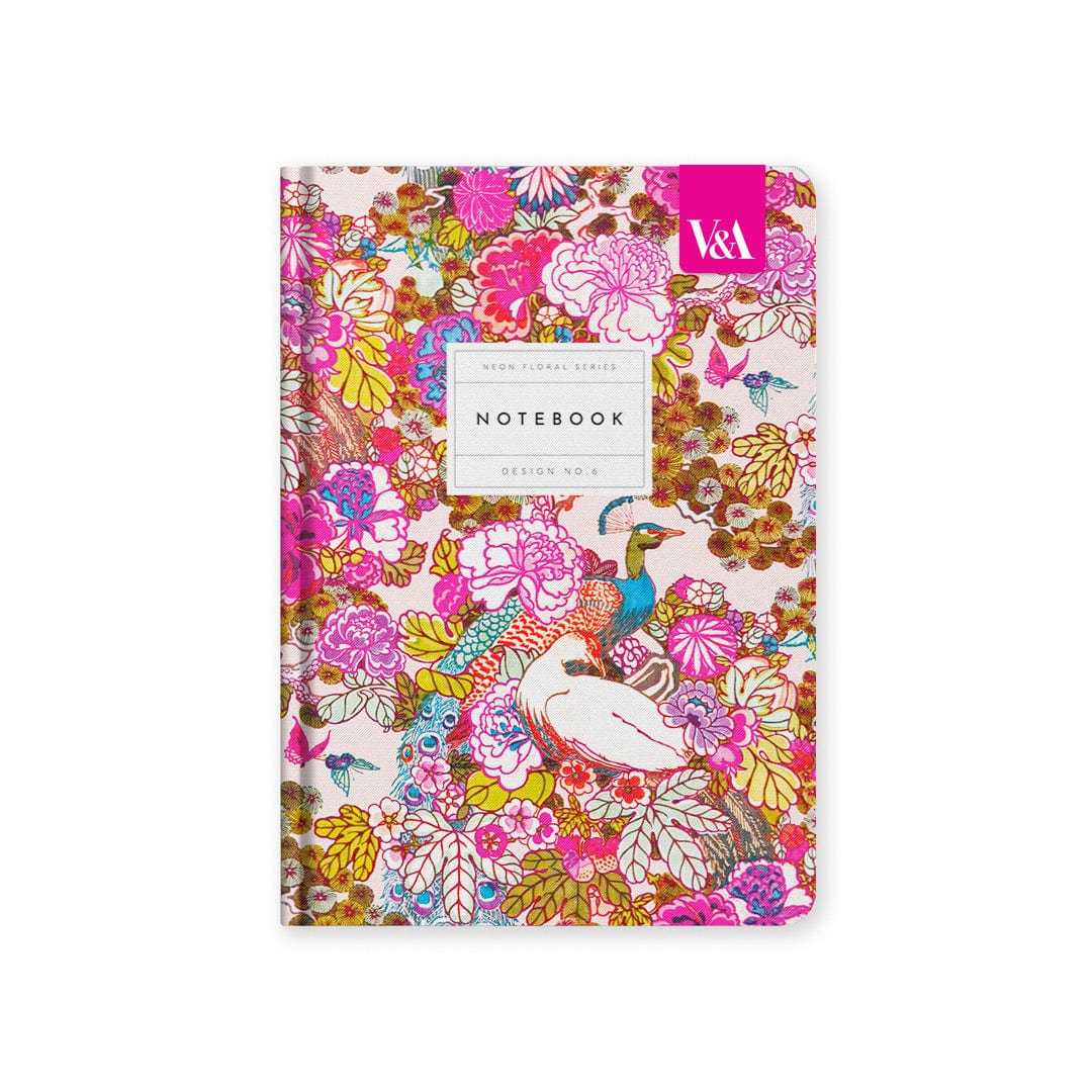 Ohh Deer Neon Pink Floral Pink and Blue Premium Paperback Notebook