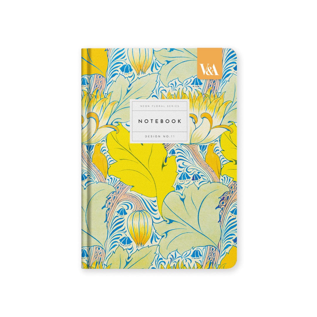 Ohh Deer Neon Yellow Floral Arts & Crafts Premium Hardback Notebook