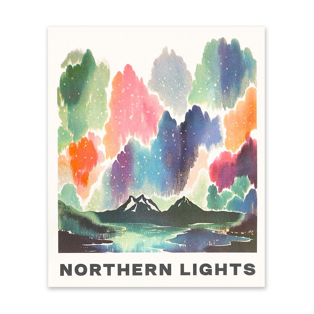 Ohh Deer Northern Lights Riso Print