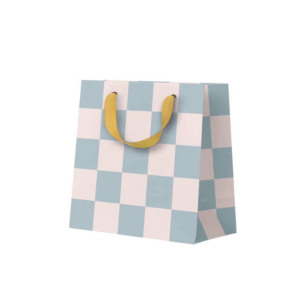 Ohh Deer Pale Blue Checkerboard Mini Gift Bag