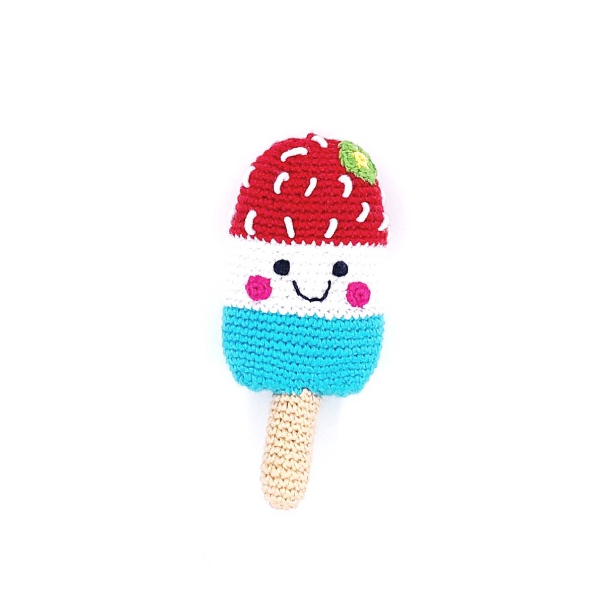 Pebblechild Baby Toy Friendly ice lolly rattle- red