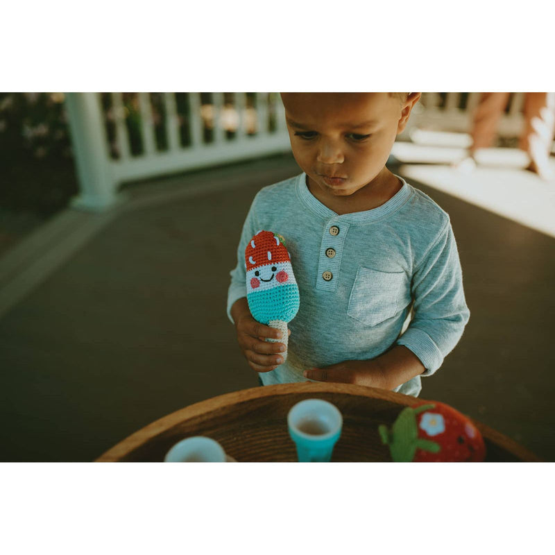 Pebblechild Baby Toy Friendly ice lolly rattle- red