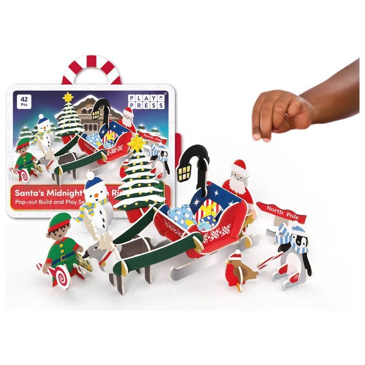 Play Press Santa's Christmas Midnight Sleigh Ride Playset
