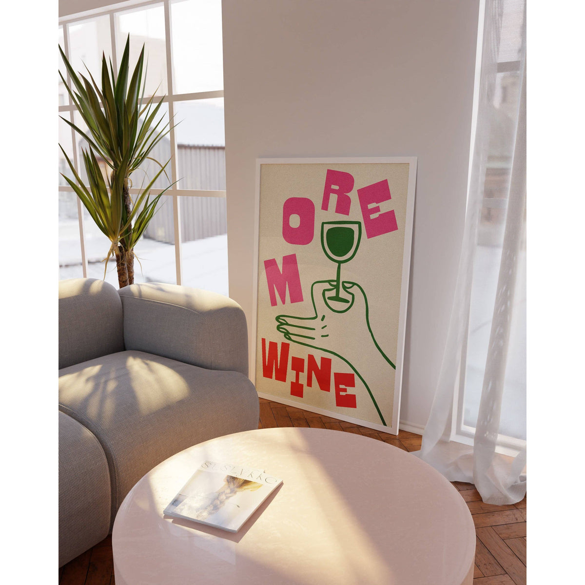 Proper Good More Wine Print: A3 / Pink | Green | Red