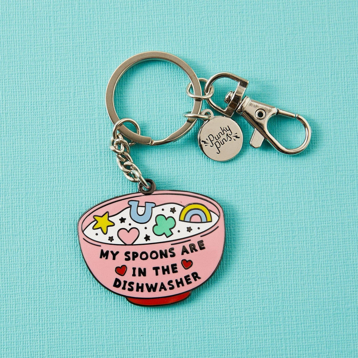 Punky Pins 'My Spoons Are In The Dishwasher' Hard Enamel Keyring