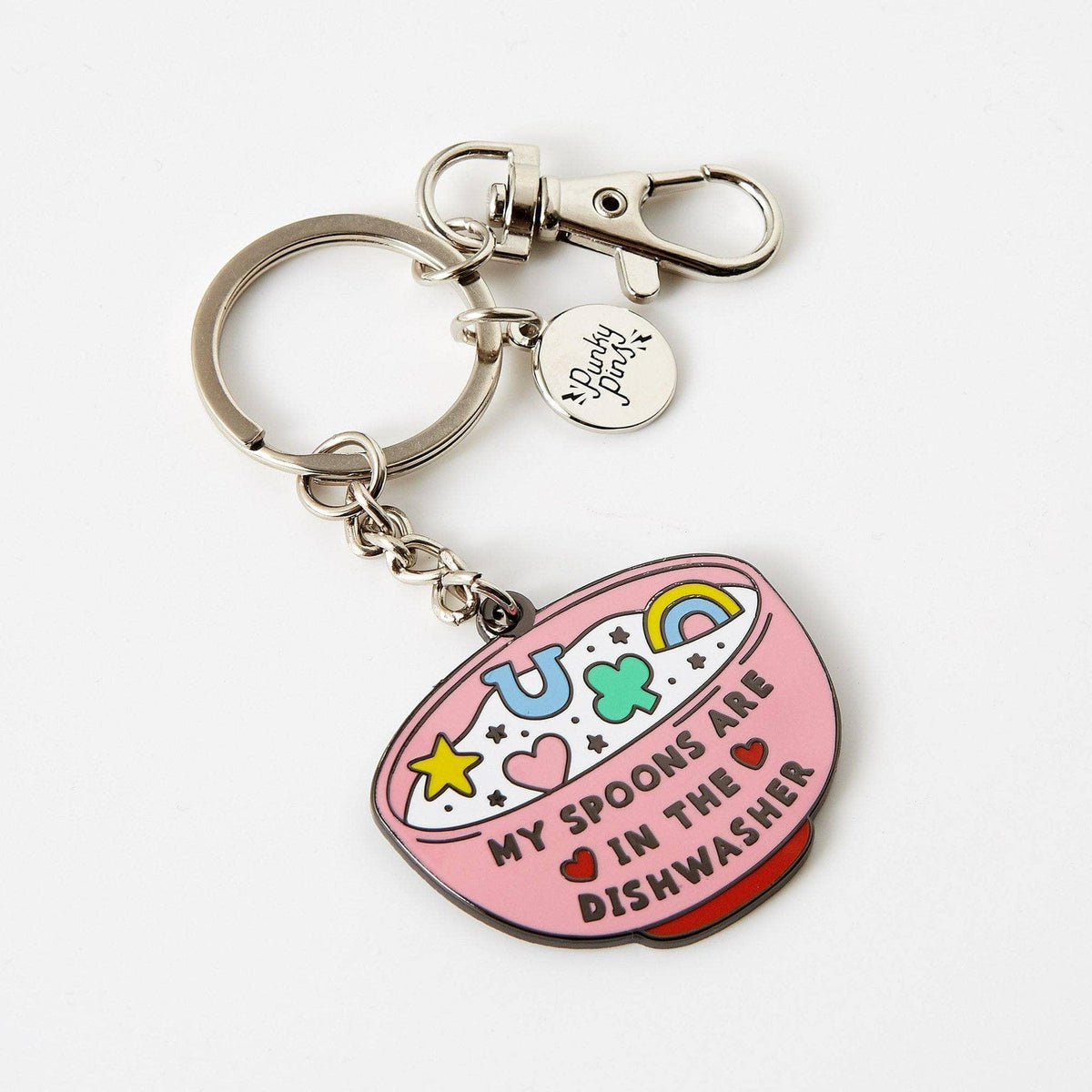 Punky Pins 'My Spoons Are In The Dishwasher' Hard Enamel Keyring