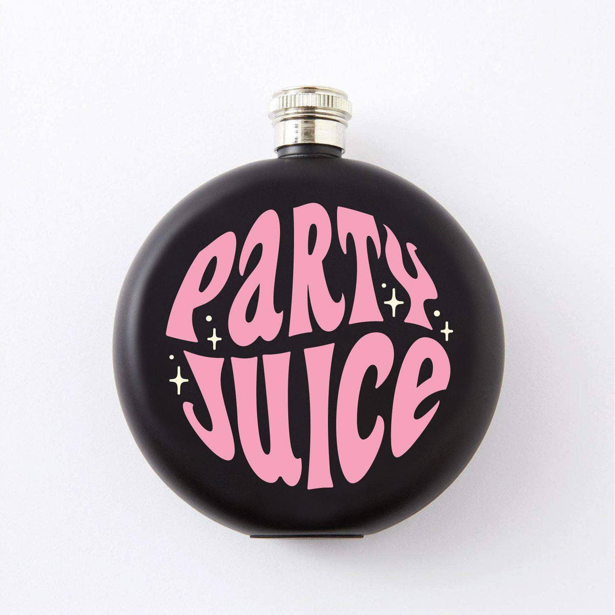 Punky Pins 'Party Juice' Round Black Hip Flask