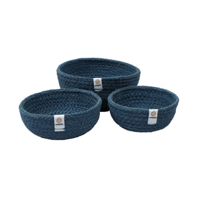 Respiin Mini Jute Bowl Set - Denim Blue