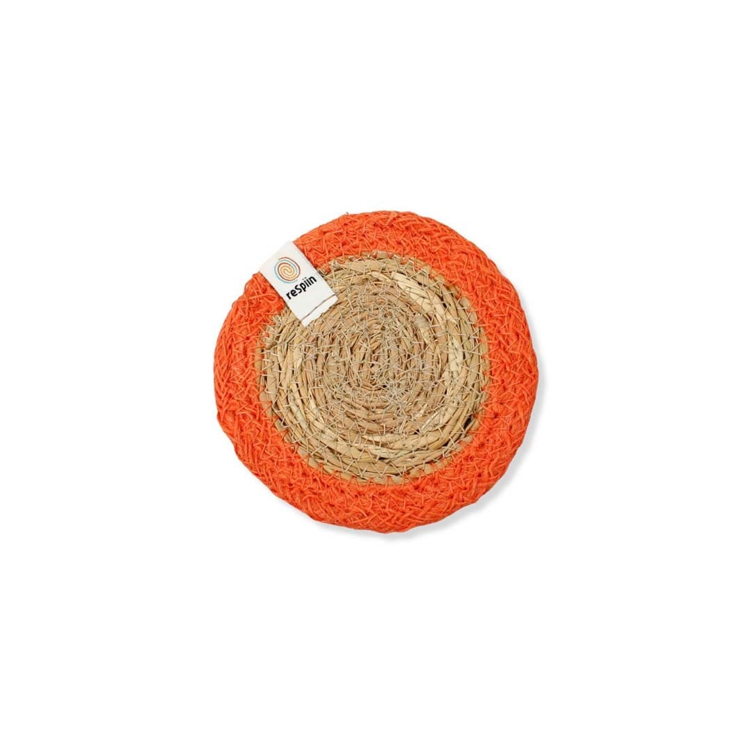 Respiin Round Seagrass & Jute Coaster Natural / Orange