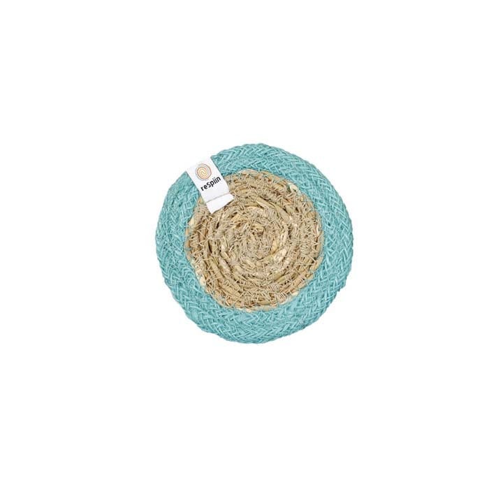 Respiin Round Seagrass & Jute Coaster Natural / Turquoise