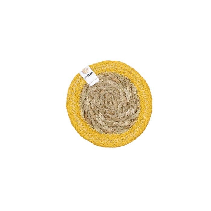 Respiin Round Seagrass & Jute Coaster Yellow
