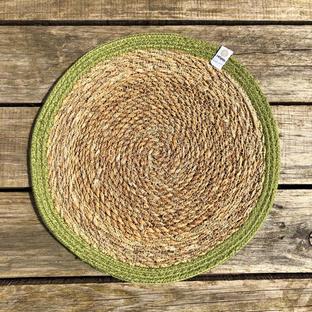 Respiin Round Seagrass & Jute Table Mat Natural / Green