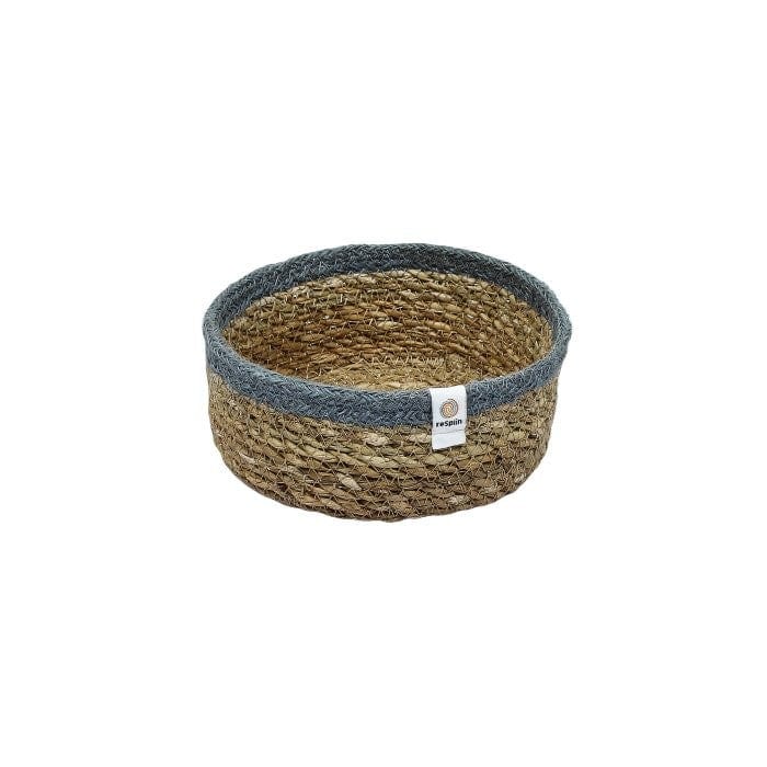 Respiin Small Shallow Jute Basket Grey