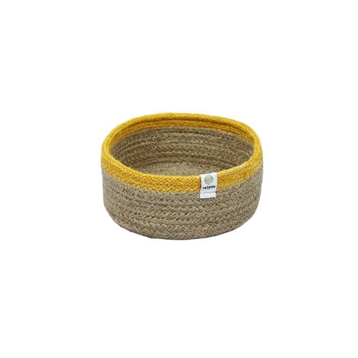 Respiin Small Shallow Jute Basket Yellow