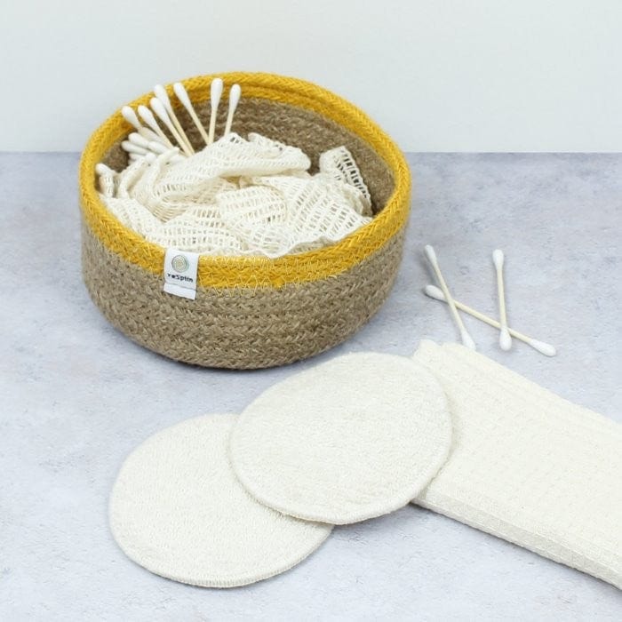 Respiin Small Shallow Jute Basket Yellow
