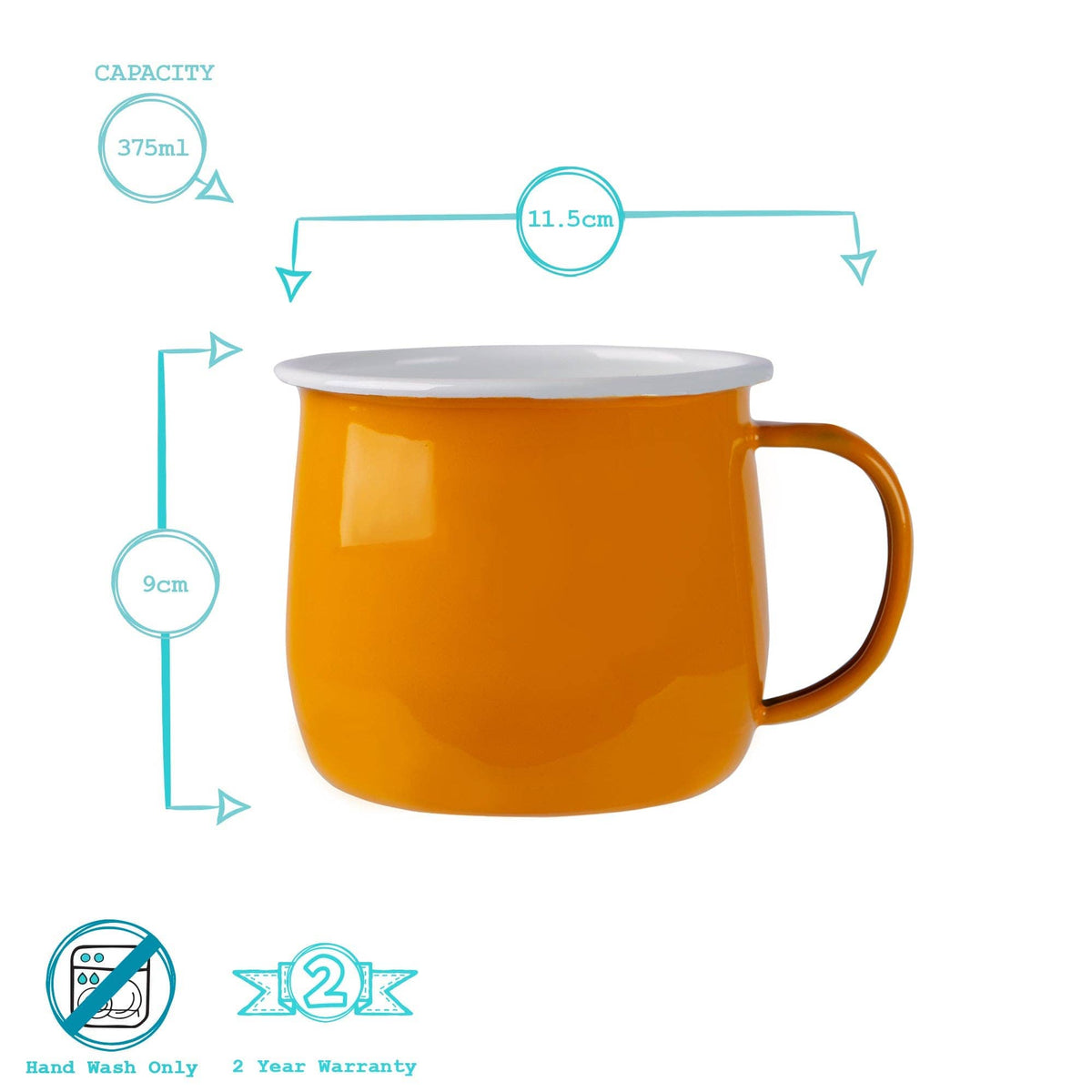 Rinkit Ltd Argon Tableware Coloured Enamel Belly Mug - 375ml - Yellow