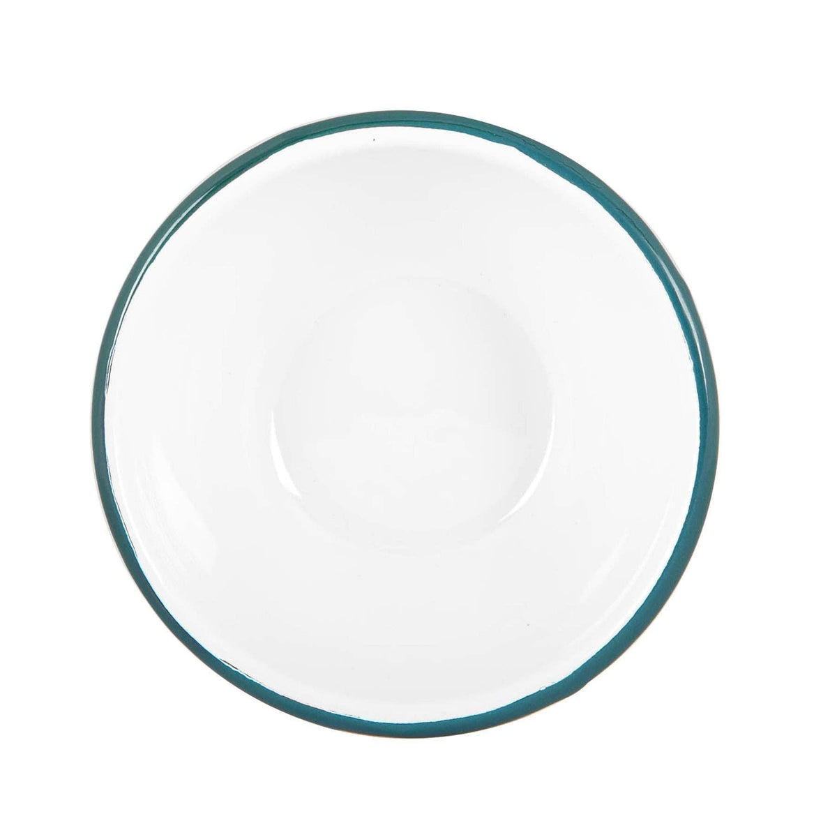 Rinkit Ltd Argon Tableware White Enamel Bowl - 16cm - Green