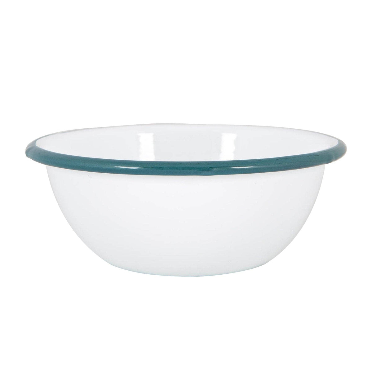 Rinkit Ltd Argon Tableware White Enamel Bowl - 16cm - Green