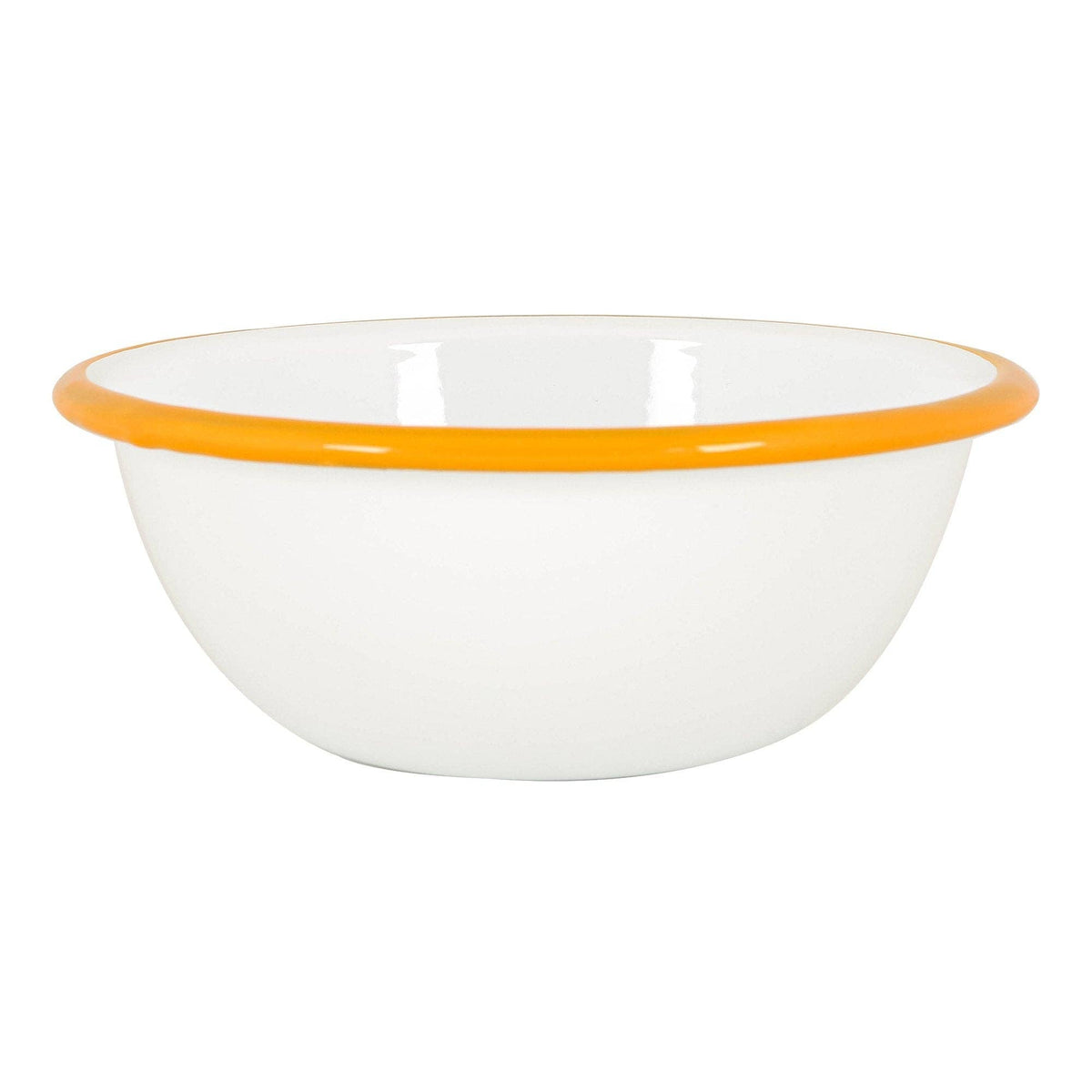 Rinkit Ltd Argon Tableware White Enamel Bowl - 16cm - Yellow