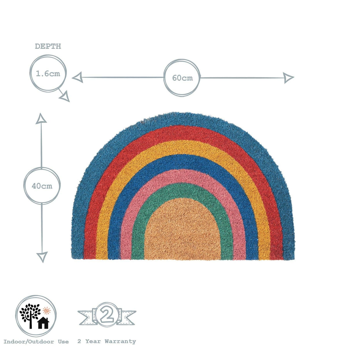 Rinkit Ltd Rainbow Non-Slip Door Mat