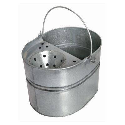 Rinkit Ltd Silver Galvanised Steel Mop Bucket with Wringer