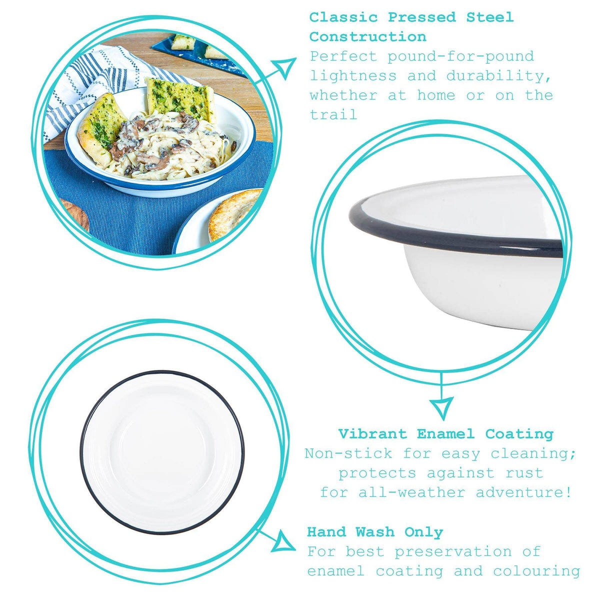 Rinkit Ltd White Enamel Deep Bowl - 19cm