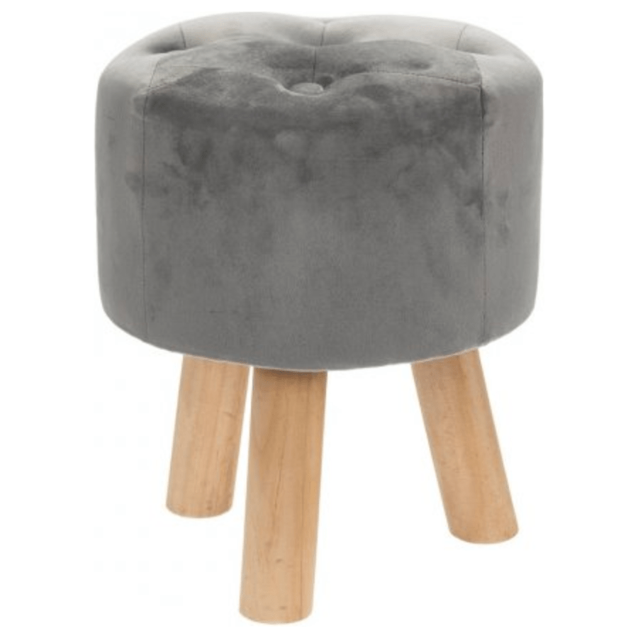 Rosefields Grey Velvet Stool