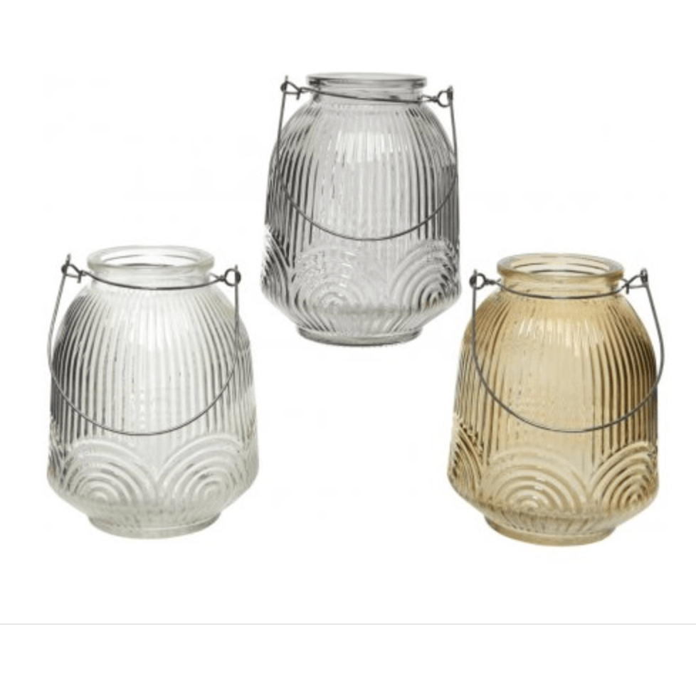 Rosefields Ridged Glass Candle Lantern