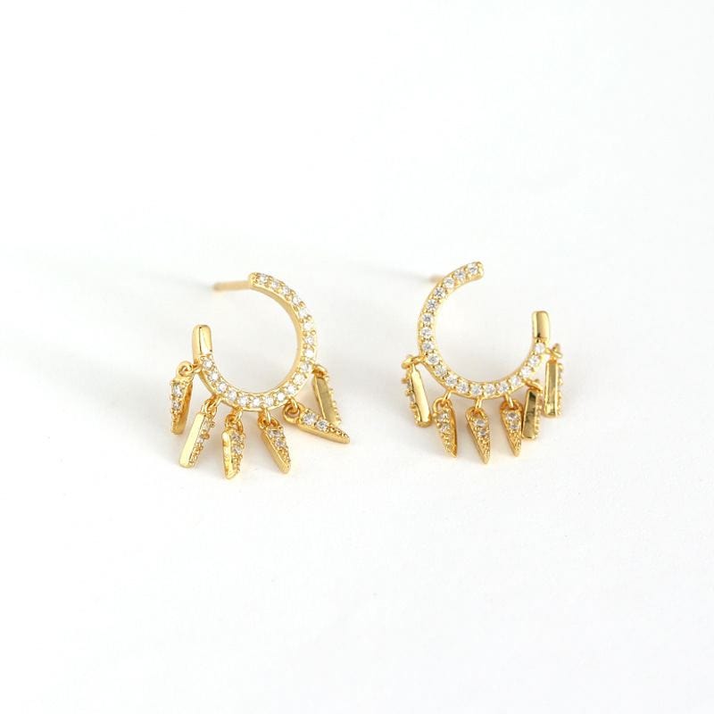 Royalbee Gold Hip Hop Mini Spiked Hoop Earrings