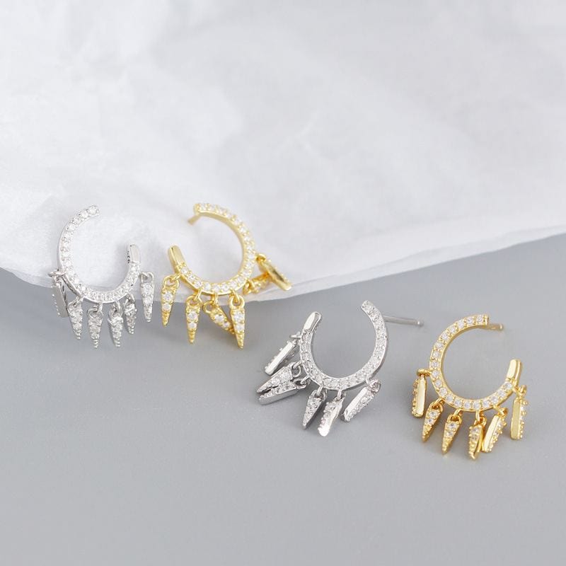 Royalbee Hip Hop Mini Spiked Hoop Earrings