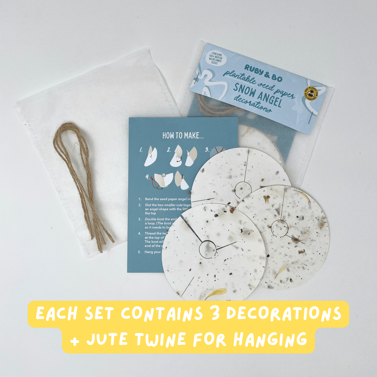 Ruby & Bo Snow Angel Plantable Paper Decoration Set