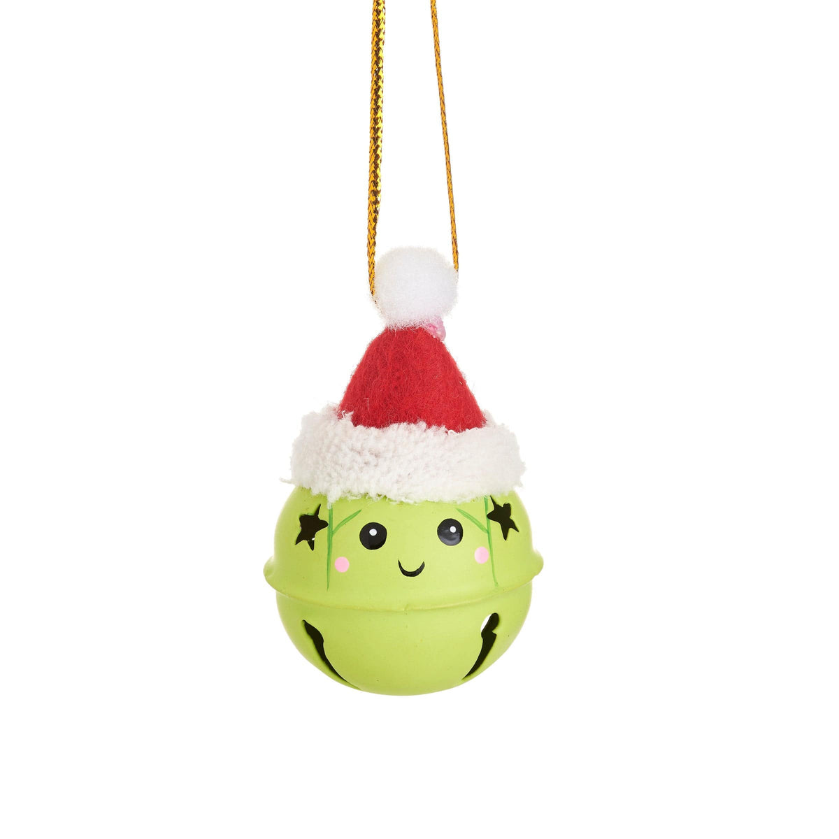 Sass & Belle Brussels Sprout in Santa Hat Bell Decoration