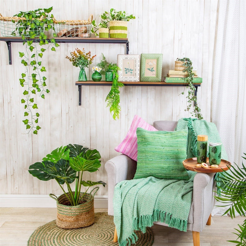 Sass & Belle Green Stripe Jute Storage Basket